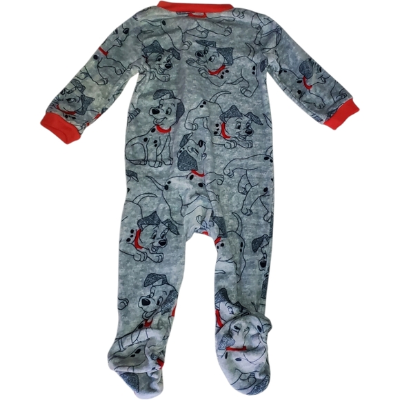 5/$23 Disney One-piece Sleeper Footie Pajamas Fleece Gray 101 Dalmations 6-9M - Picture 2 of 4